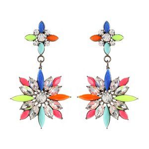 NEW Amrita Singh Rock Princess Crystal Statement Earrings in Gunmetal ERC 5171